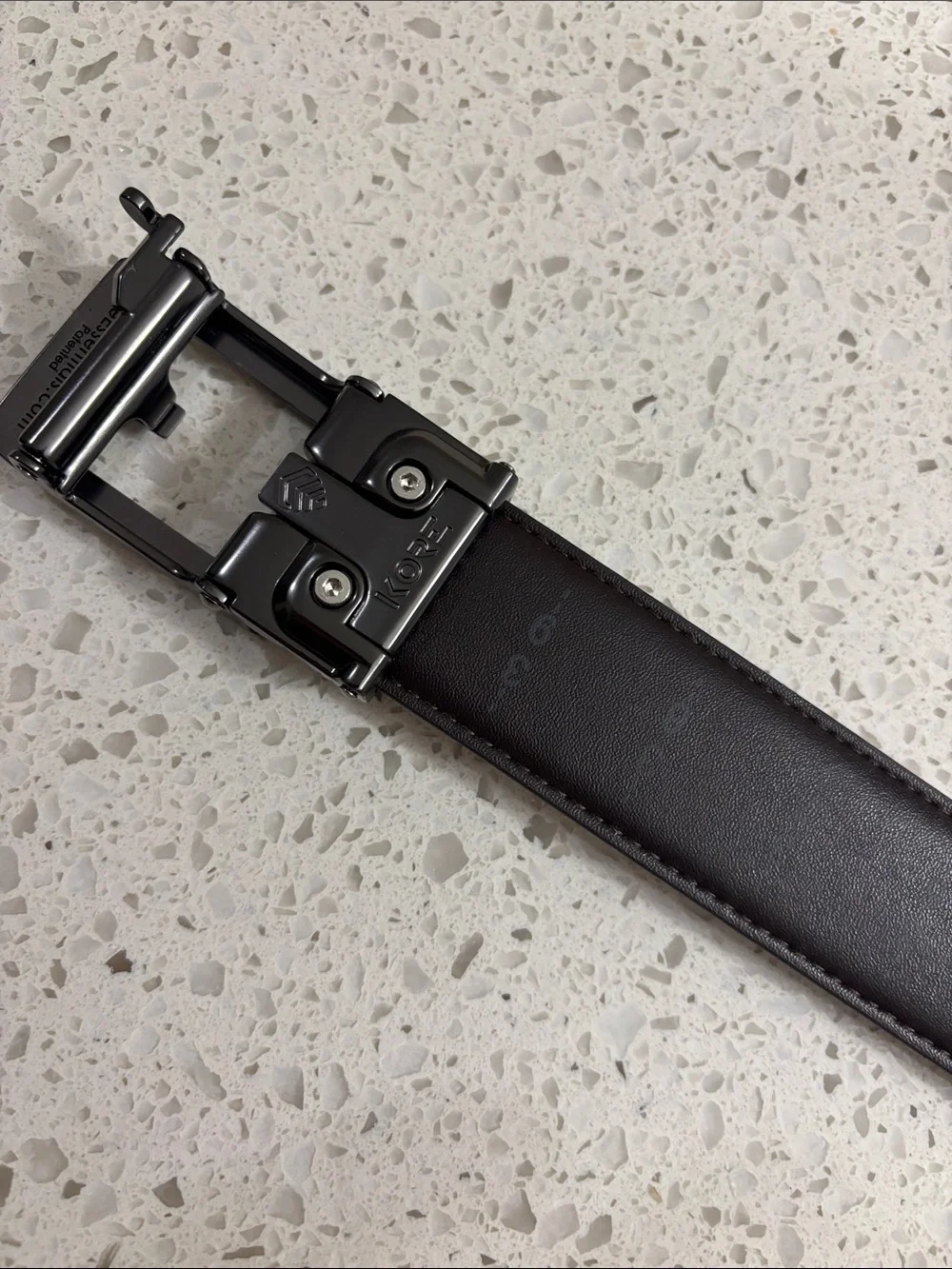 Kore Automatic Buckle Leather Belt in Dark Brown